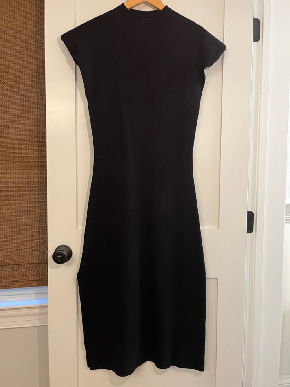 Avantlook Black Midi Dress with Cap Sleeves